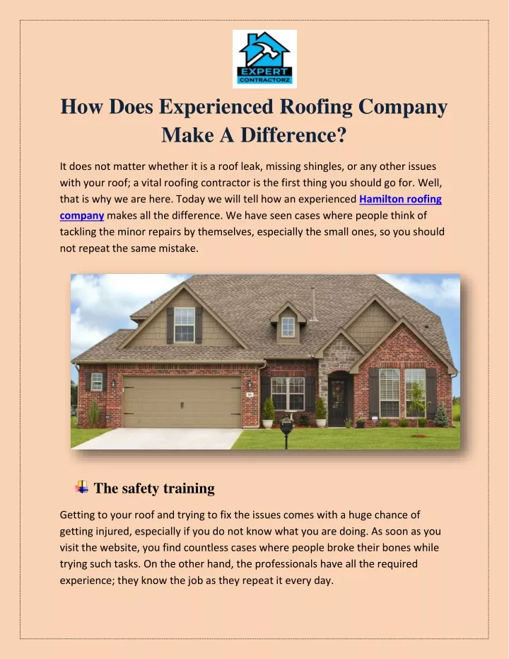 how does experienced roofing company make