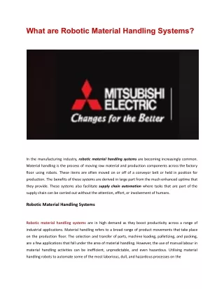 what are robotic material handling systems