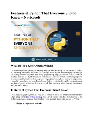 features of python that everyone should know