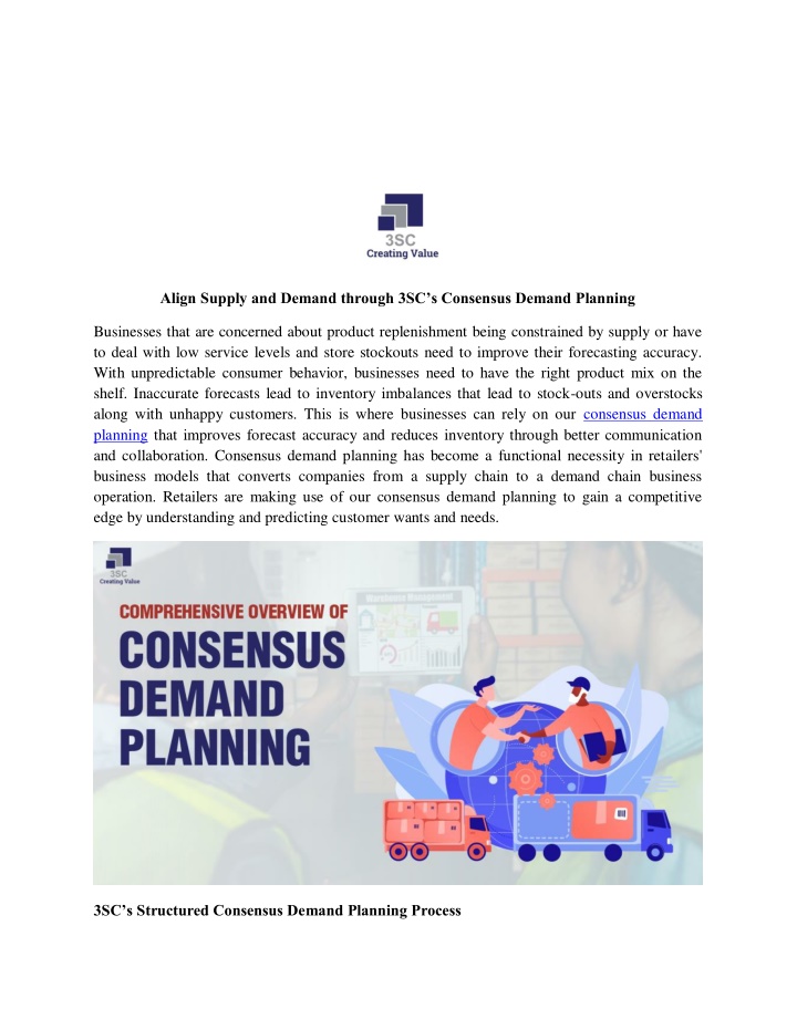 align supply and demand through 3sc s consensus