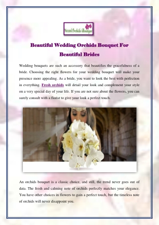 Beautiful Wedding Orchids Bouquet For Beautiful Brides