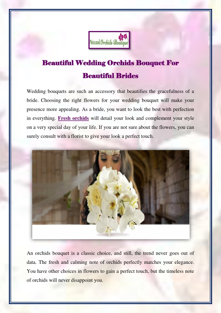 beautiful wedding orchids bouquet for beautiful