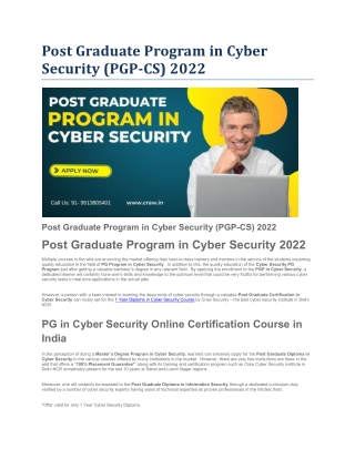 post graduate program in cyber security