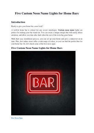 five custom neon name lights for home bars