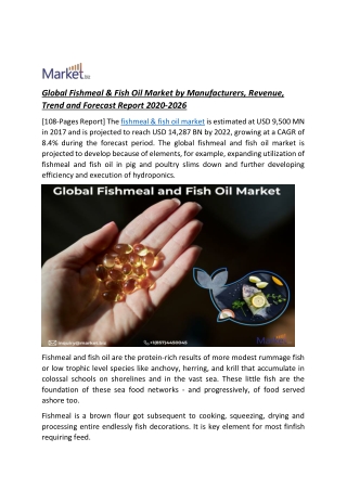 Global Fishmeal & Fish Oil Market by Manufacturers, Revenue, Trend and Forecast