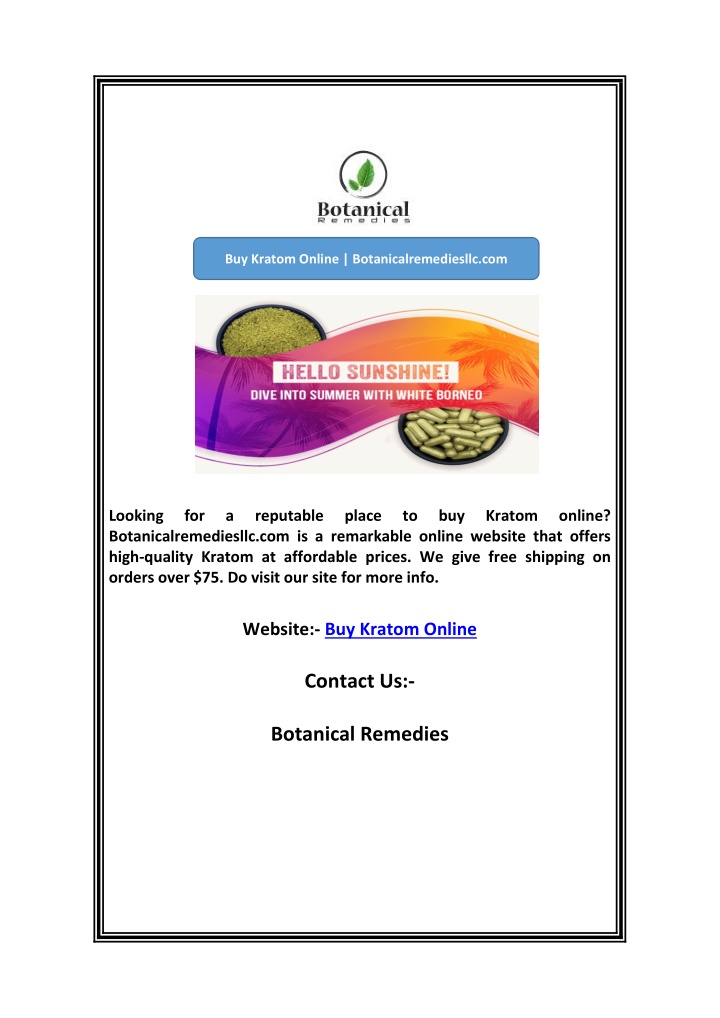 buy kratom online botanicalremediesllc com