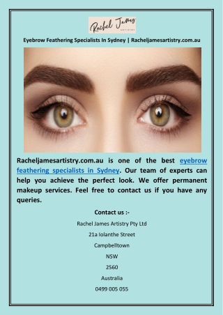 Eyebrow Feathering Specialists In Sydney | Racheljamesartistry.com.au