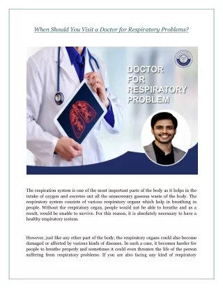 When Should You Visit a Doctor for Respiratory Problems?