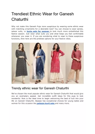 Trendiest Ethnic Wear for Ganesh Chaturthi