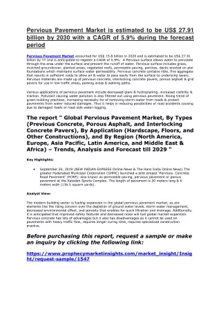 pervious pavement market is estimated