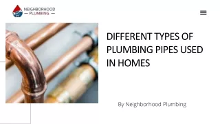 DIFFERENT TYPES OF PLUMBING PIPES USED IN HOMES