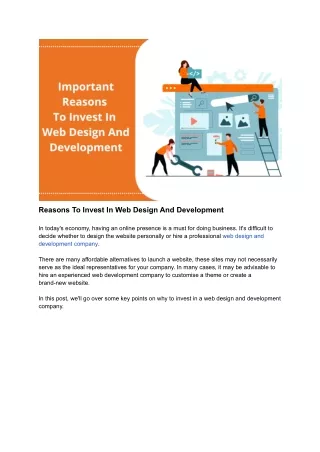 Important Reasons To Invest In Web Design And Development