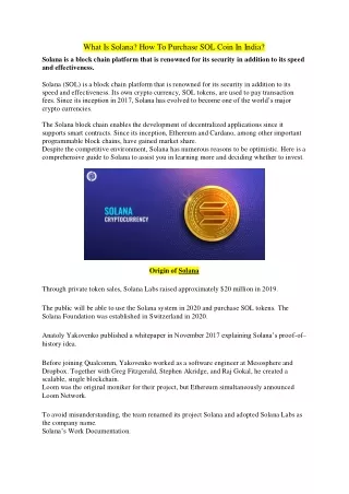 How To Purchase SOL Coin In India?