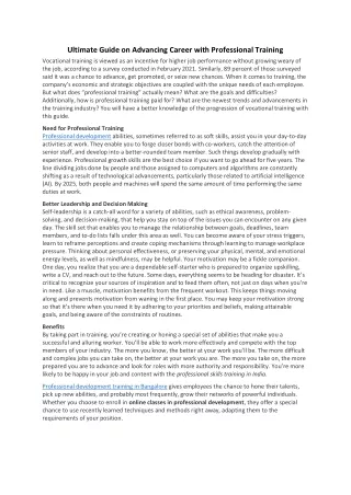 Ultimate Guide on Advancing Career with Professional Training