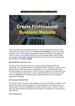 How To Build Professional Website In a Minutes