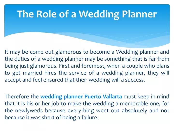 the role of a wedding planner