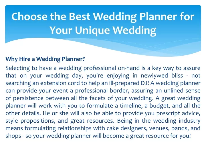 choose the best wedding planner for your unique wedding