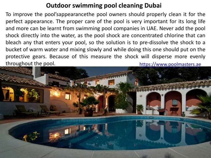 outdoor swimming pool cleaning dubai