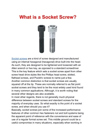 What is a Socket Screw?