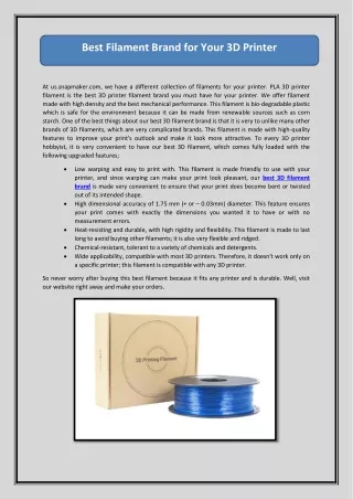 best filament brand for your 3d printer