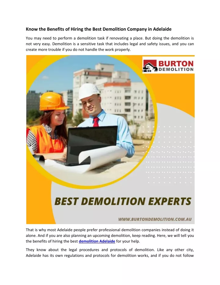 know the benefits of hiring the best demolition