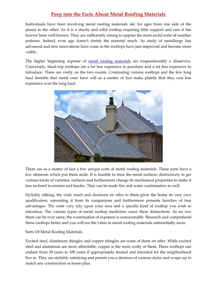 peep into the facts about metal roofing materials