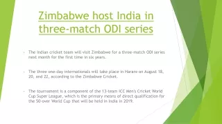 Online Matches & Highlights for India Tour of Zimbabwe - SonyLIV
