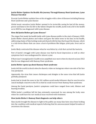 justin bieber updates on health his journey