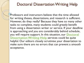 doctoral dissertation writing help