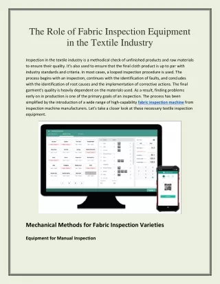 The Role of Fabric Inspection Equipment in the Textile Industry