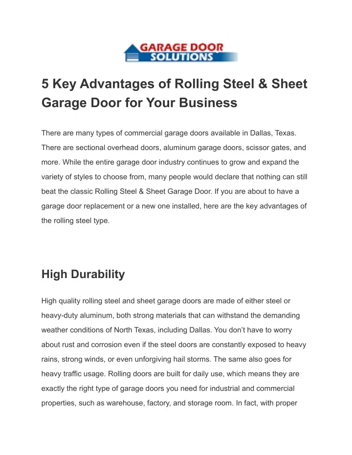 5 key advantages of rolling steel sheet garage