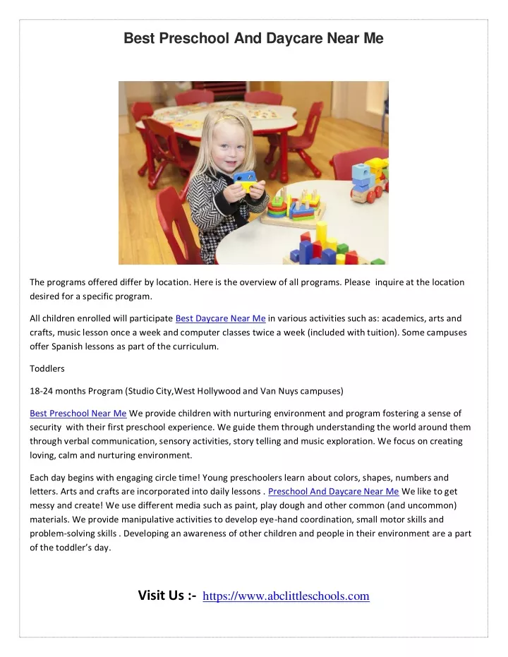 best preschool and daycare near me