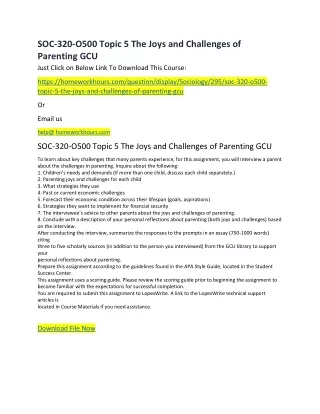 soc 320 o500 topic 5 the joys and challenges