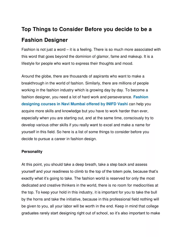 top things to consider before you decide to be a