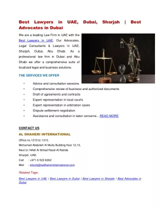Best Lawyers in UAE, Dubai, Sharjah | Best Advocates in Dubai