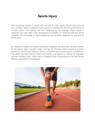 Sports Injuries Hospitals in Ahmednagar - Dr. Prashant Kale