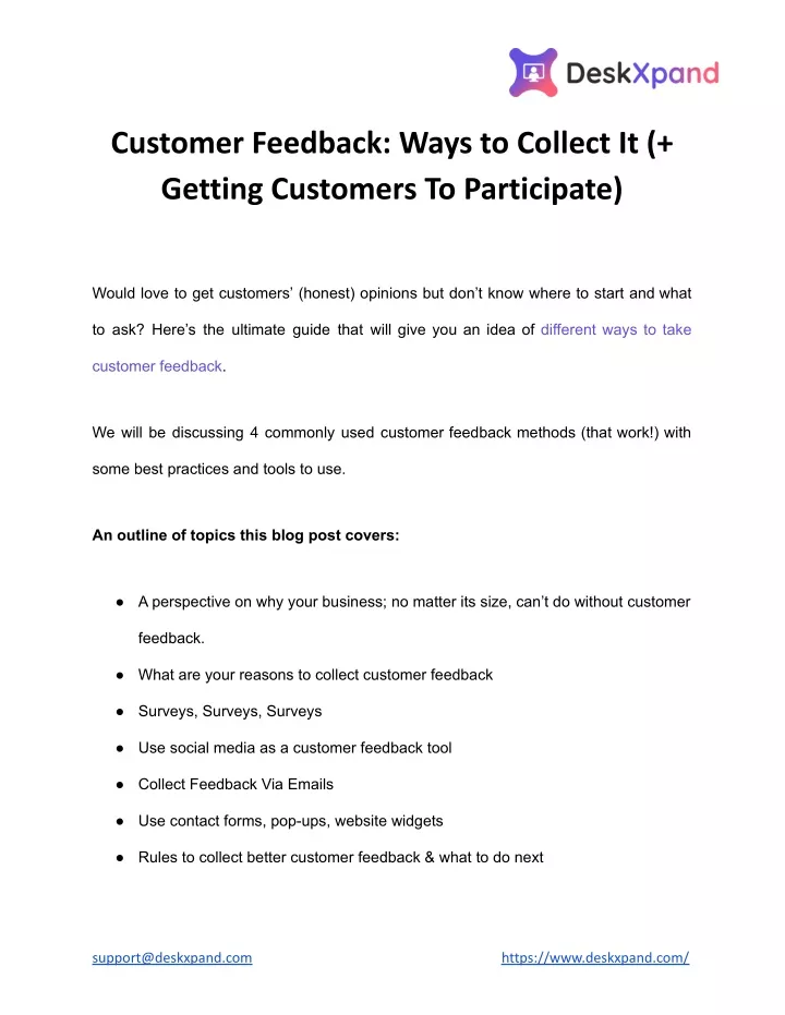 customer feedback ways to collect it getting