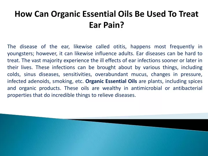 how can organic essential oils be used to treat