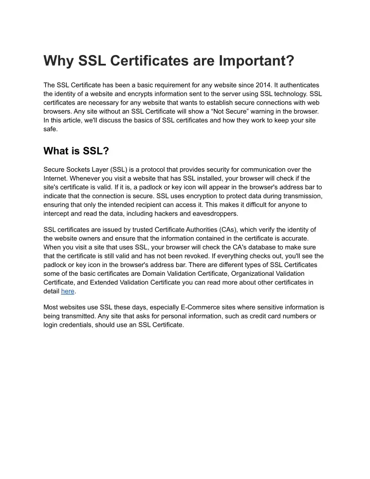 why ssl certificates are important