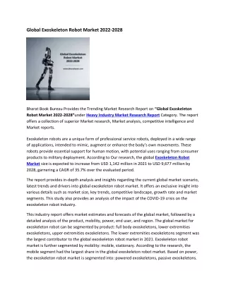 global exoskeleton robot market 2022 2028