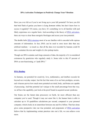 dna activation techniques to positively change