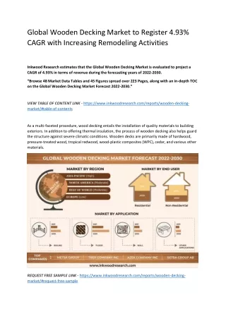 Global Wooden Decking Market | Growth, Size, Share, Analysis