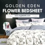 Buy Golden Eden Flower Bedsheet | Style Bells - slide 1
