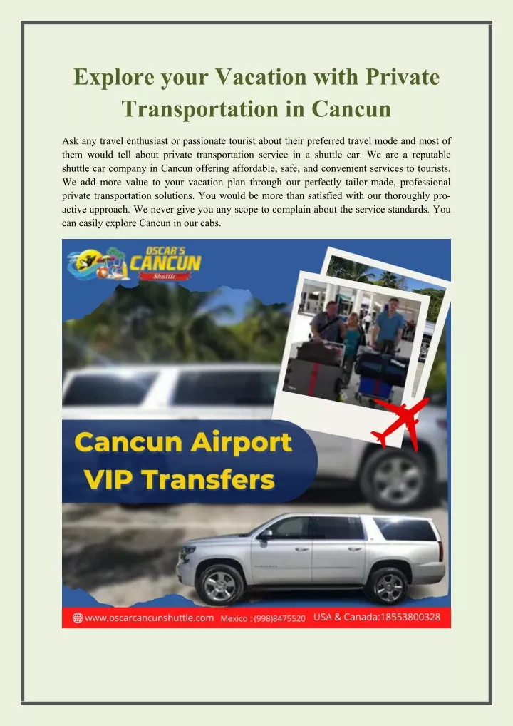 explore your vacation with private transportation