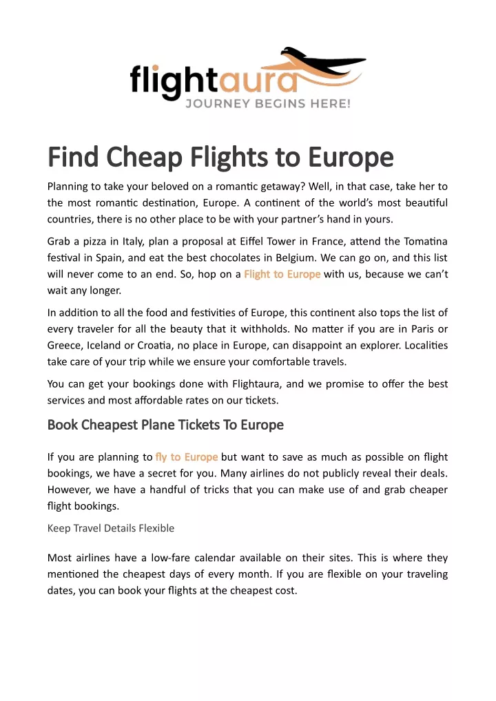 PPT Find Cheap Flights to Europe PowerPoint Presentation, free