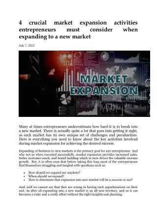 LinkedIn Ankur Sir - 4 crucial market expansion activities entrepreneurs must consider when expanding to a new market
