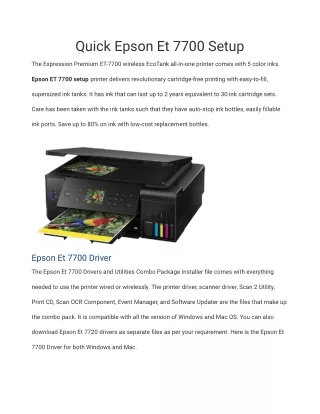 Epson ET 7700 Setup | Wireless Printer Setup & Troubleshoot