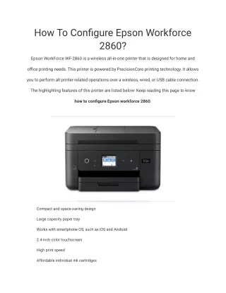 How To Configure Epson Workforce 2860? | Get Our Simple Steps