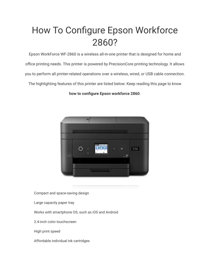 how to configure epson workforce 2860