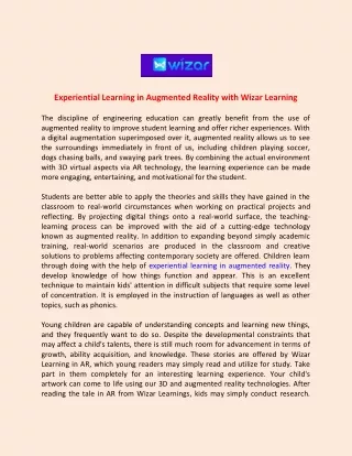 experiential learning in augmented reality with